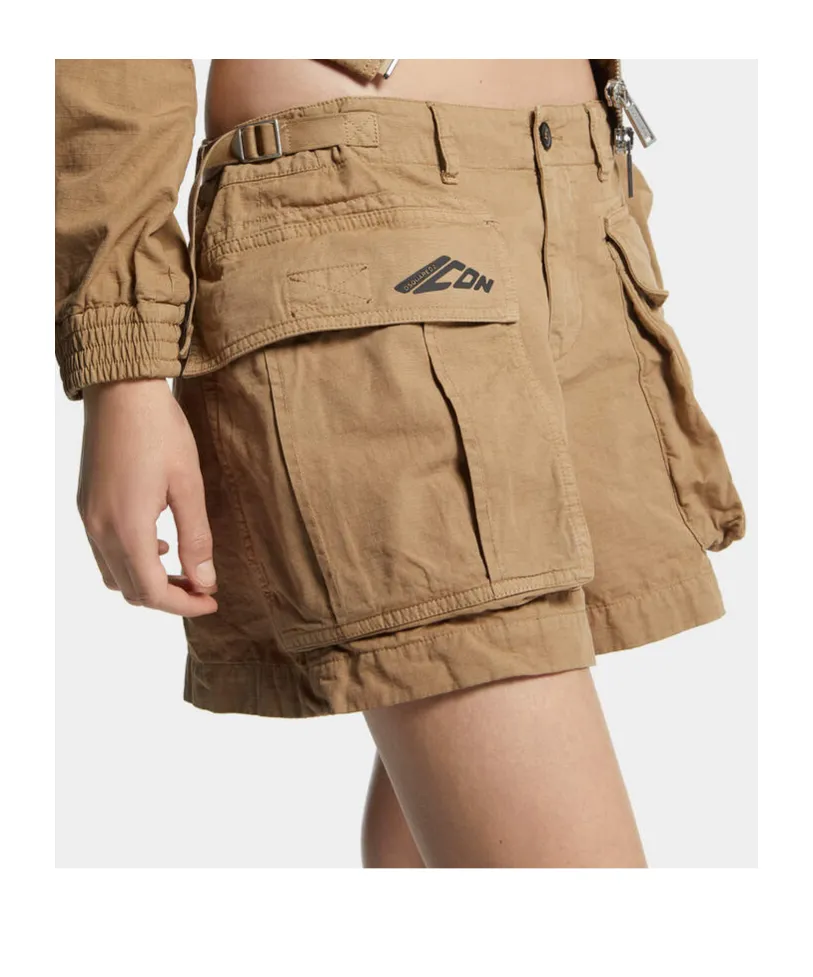 Icon-Printed Mid-Rise Cargo Shorts