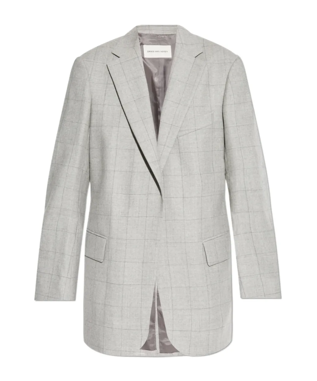 Checked Long Blazer