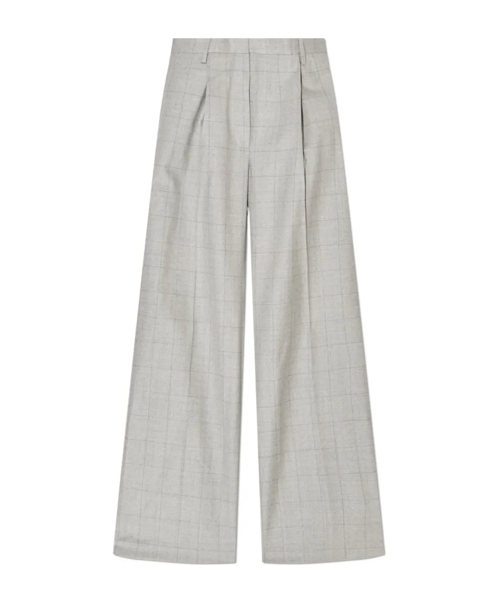 Checked Pleated Trousers