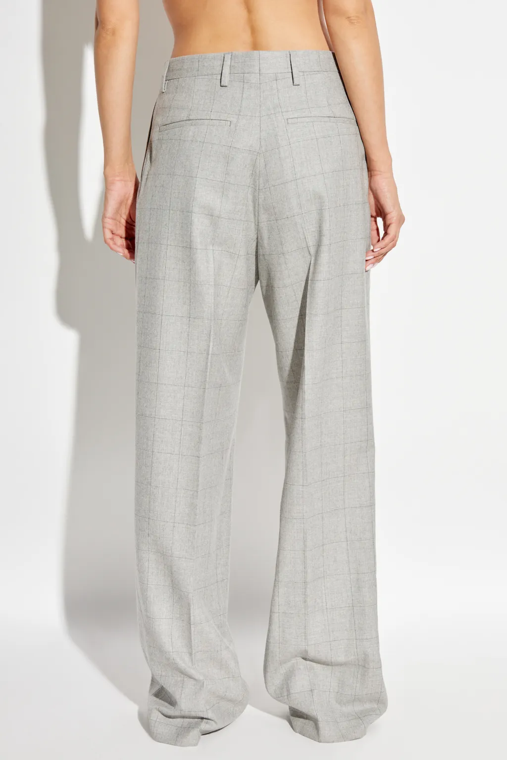 Checked Pleated Trousers