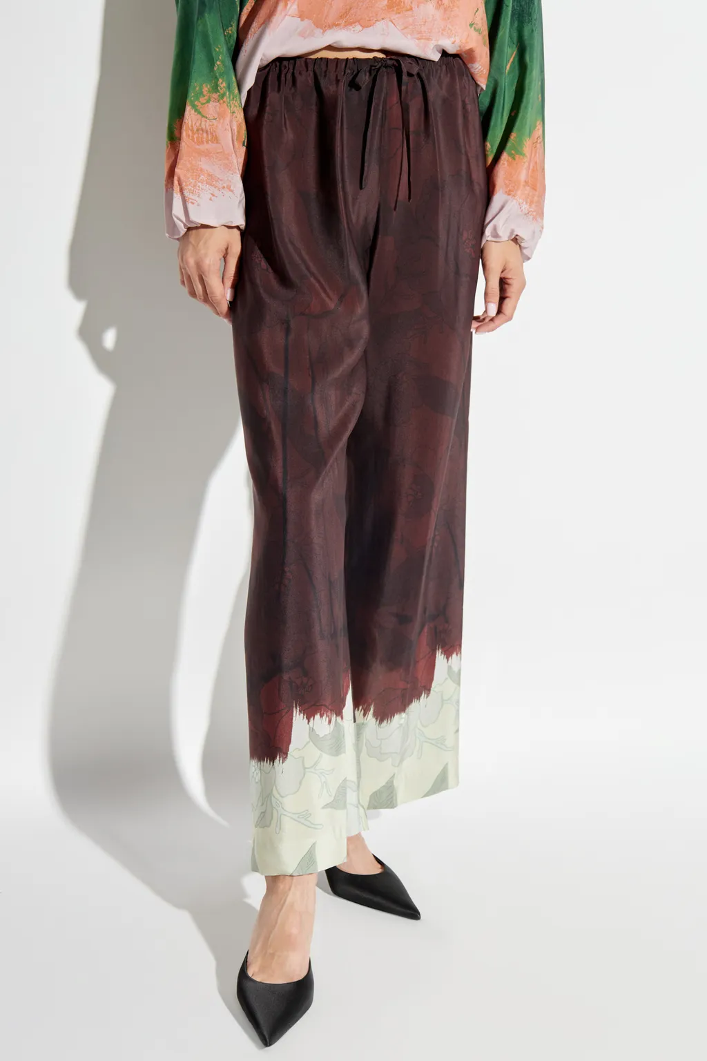 Abstract Printed Drawstring Trousers