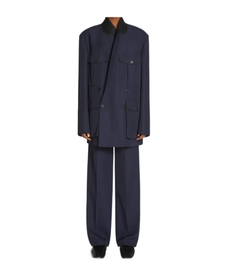 Pleated Straight-Leg Trousers