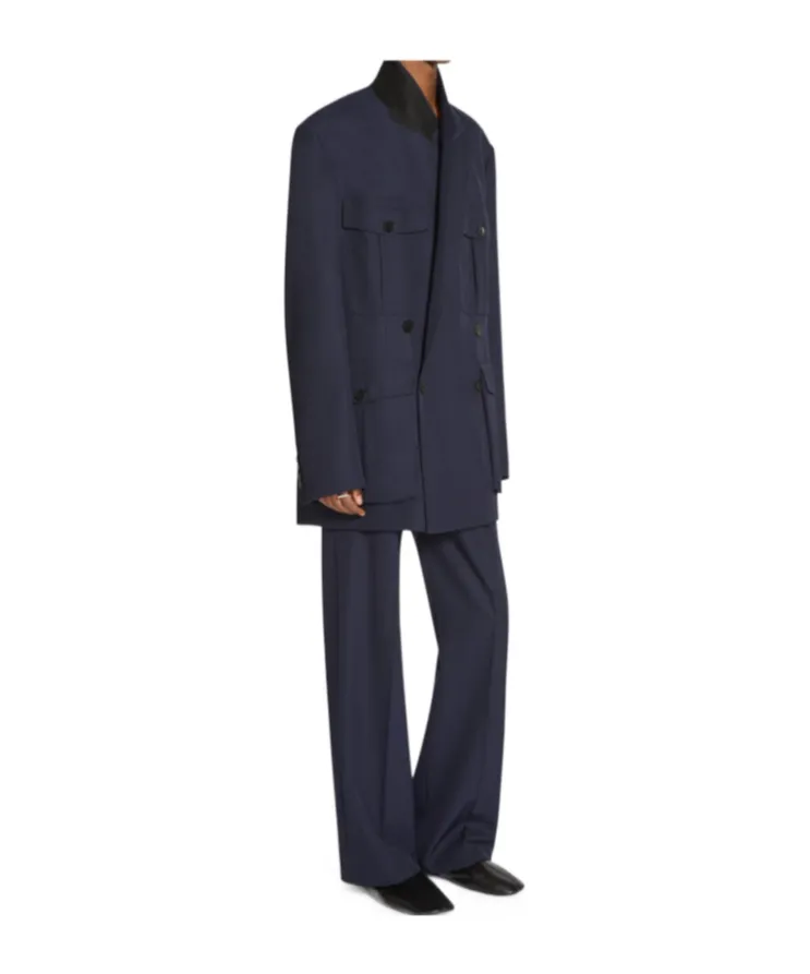 Pleated Straight-Leg Trousers