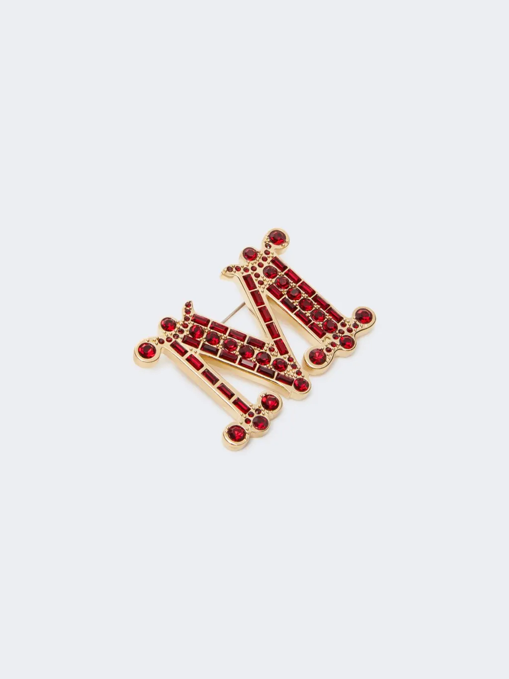 Crystal-Adorned Monogram Brooch