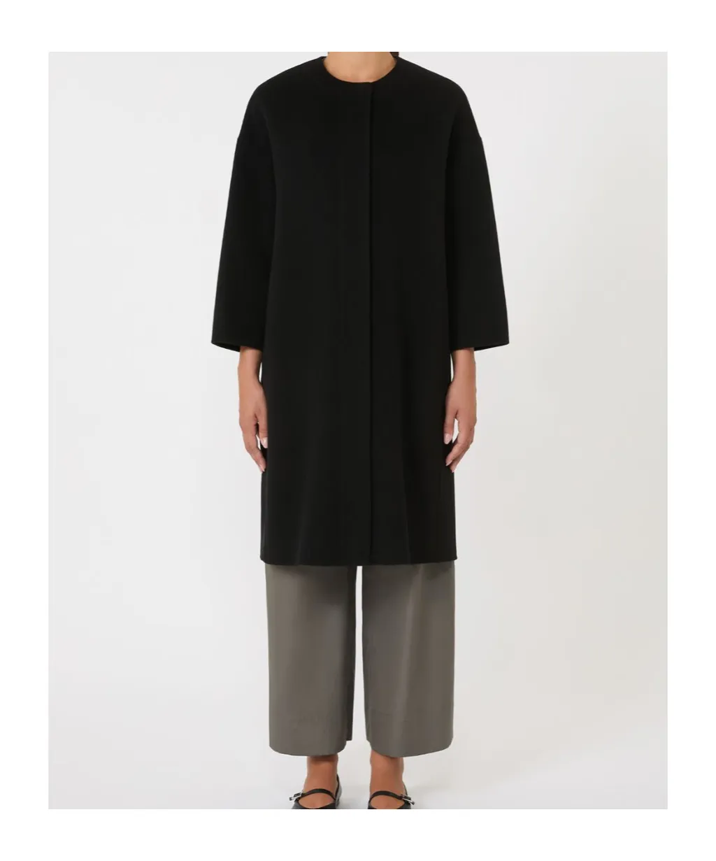 Helene Pure Wool Double-Faced Collarless Coat