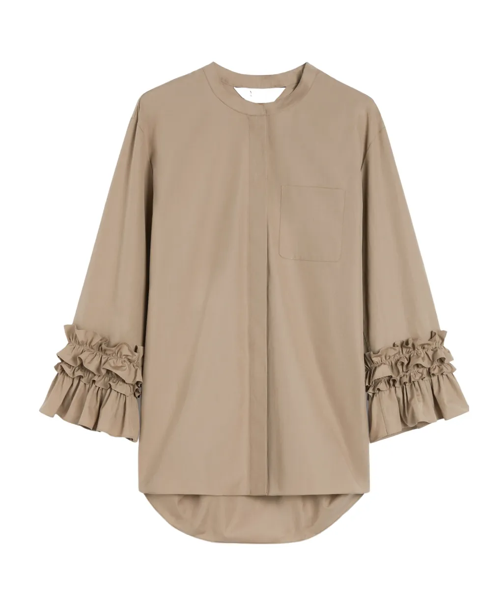Flared Washed Poplin Shirt