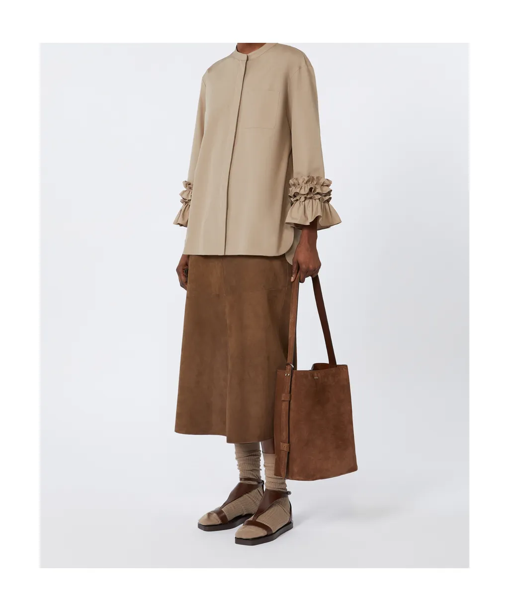 Flared Washed Poplin Shirt