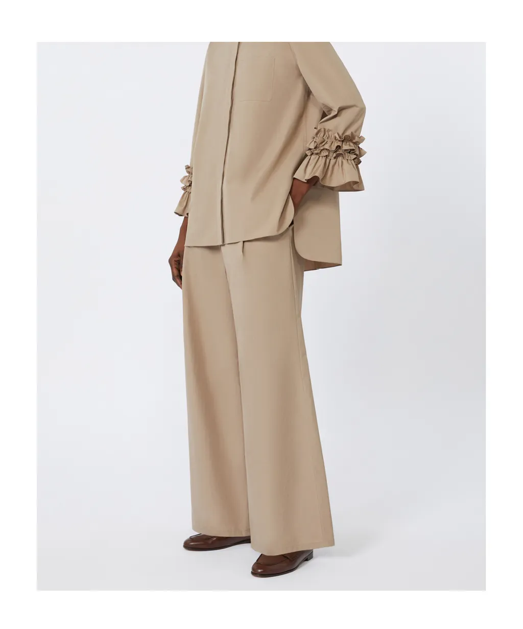 Wide-Fit Cotton Poplin Trousers