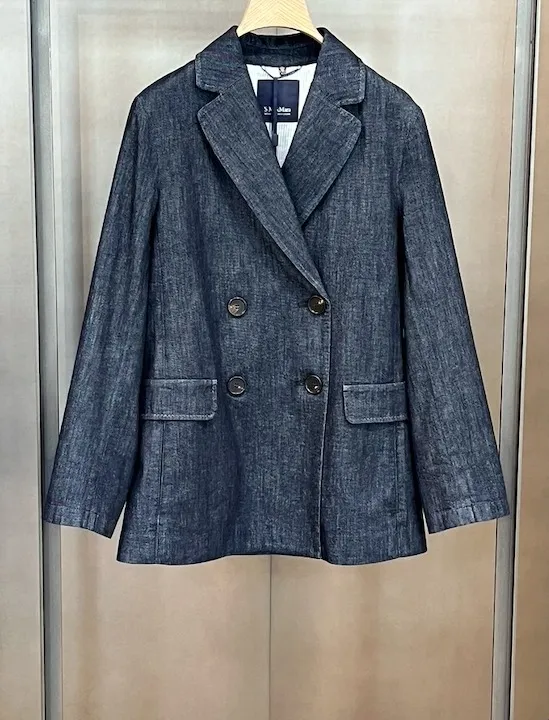 Double-Breasted Denim Blazer