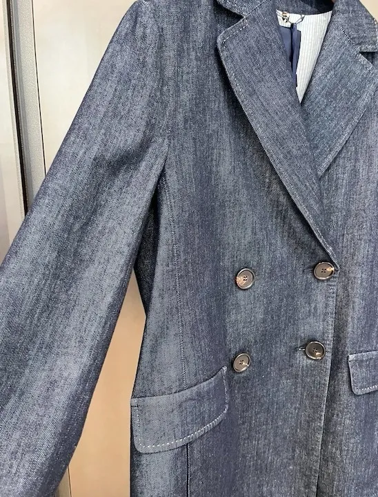 Double-Breasted Denim Blazer