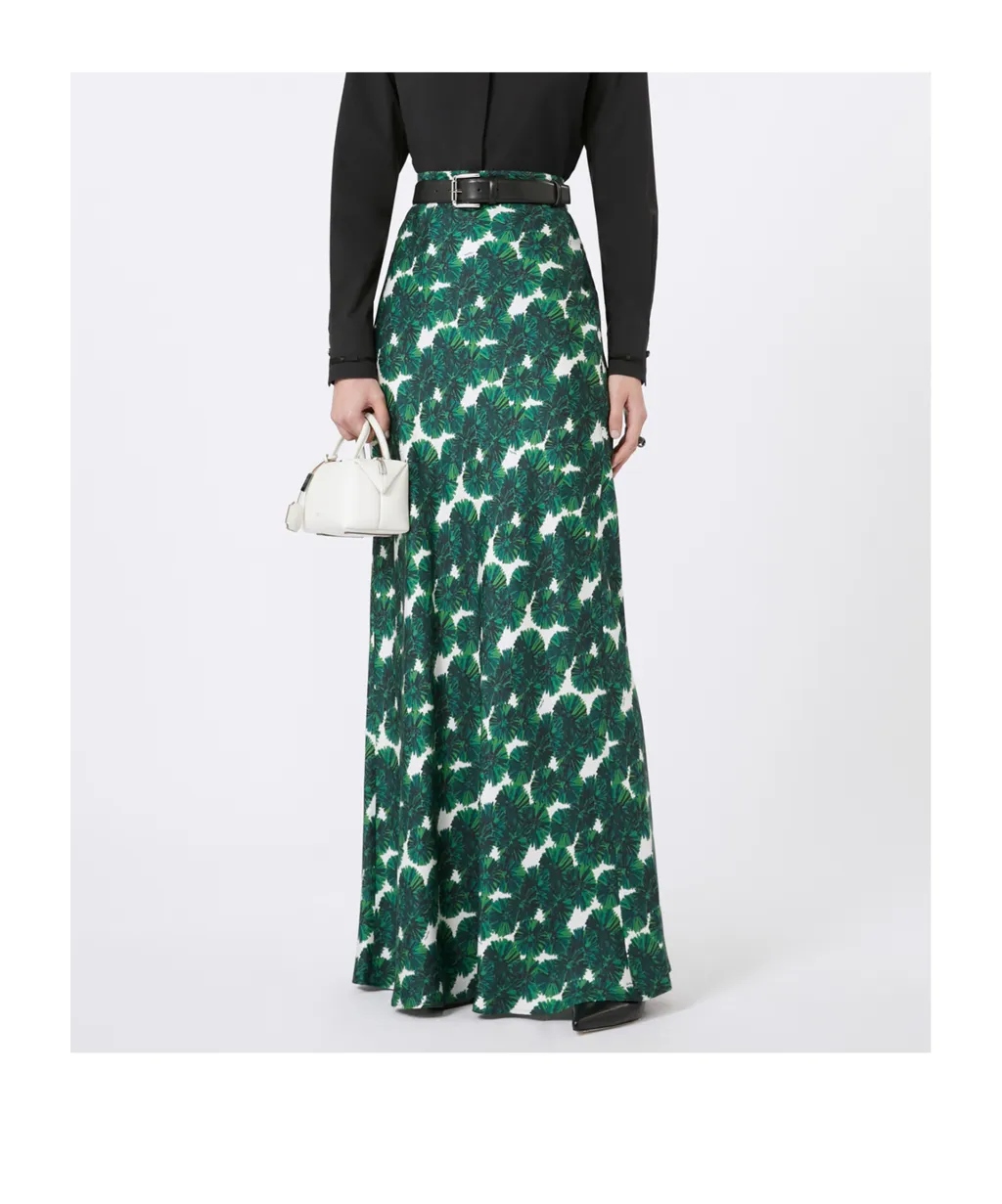 Long Printed Silk Skirt