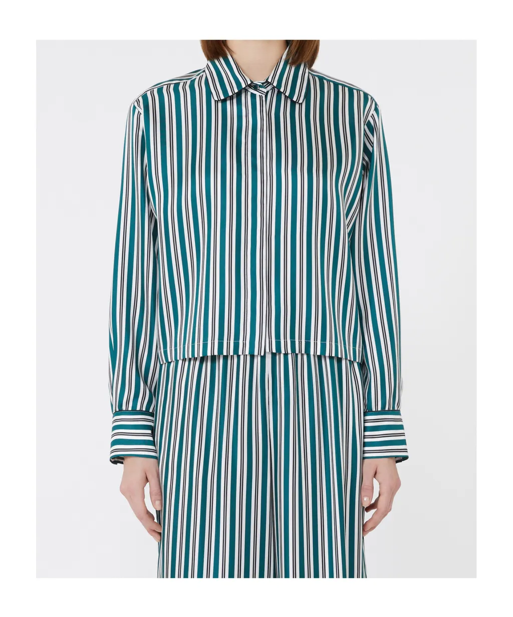 Printed Silk Cropped Shirt