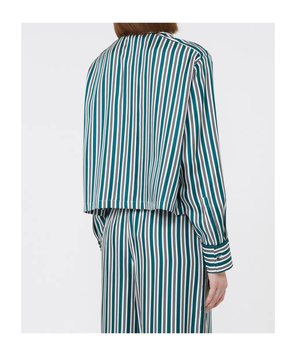 Printed Silk Cropped Shirt