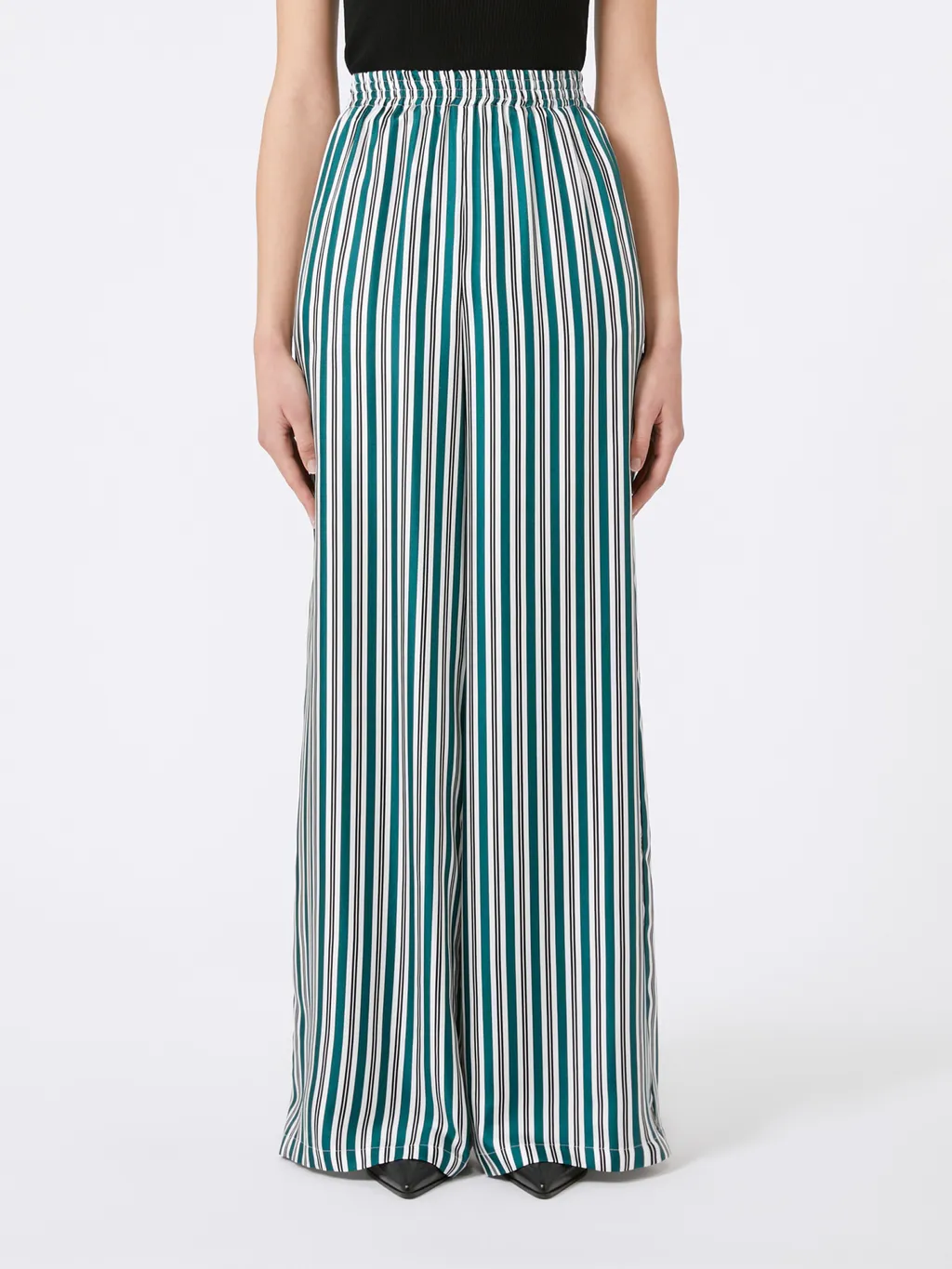 Wide-Fit Printed Silk Trousers