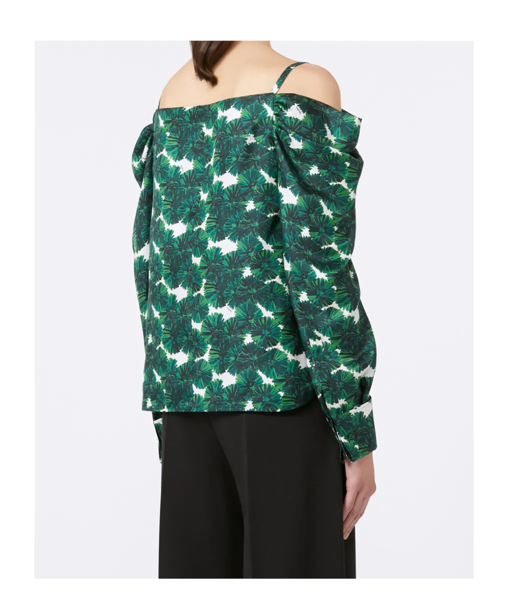 Printed Silk Off-The-Shoulder Blouse
