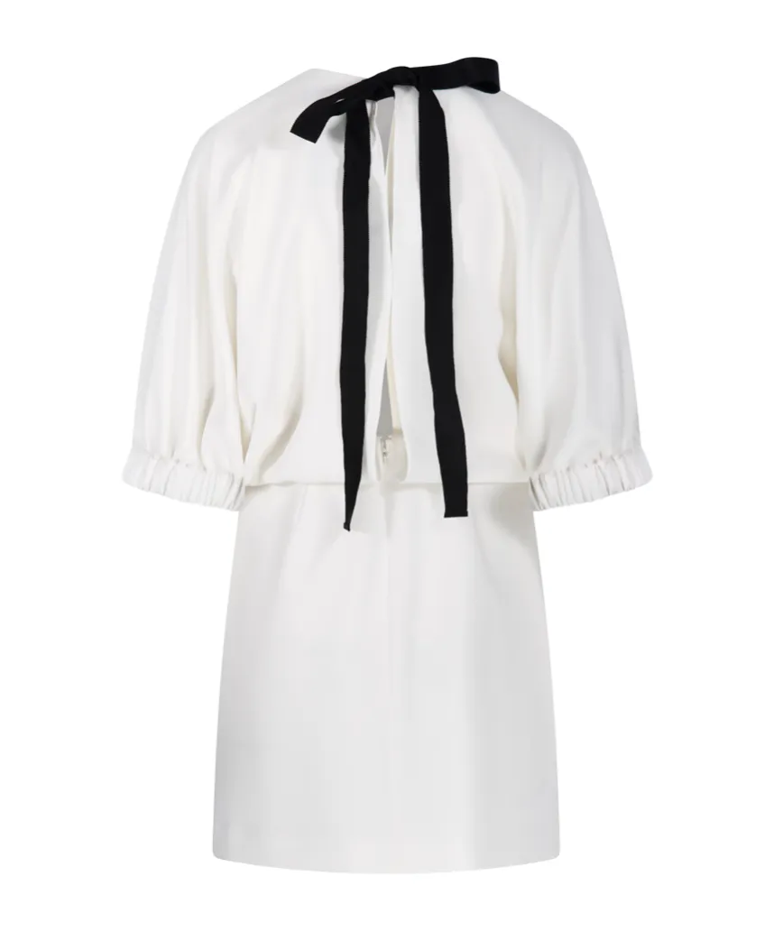 Pianoforte Rum Crewneck Bow Detailed Dress
