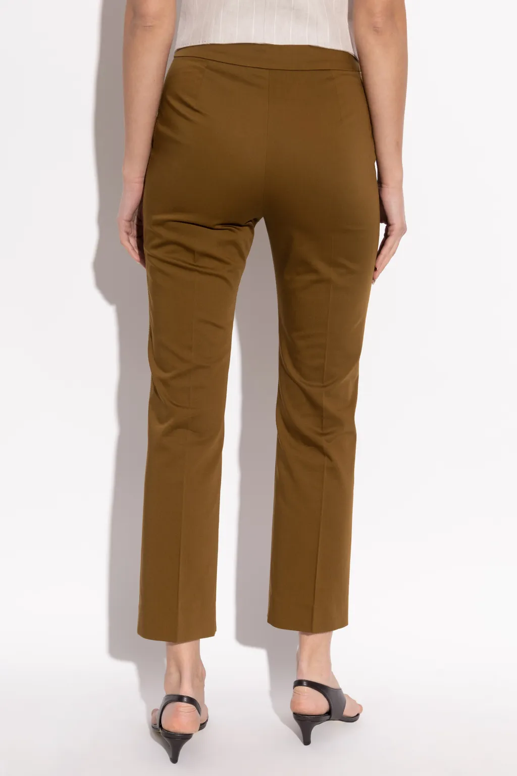 Okra Pleat Detailed Cropped Trousers