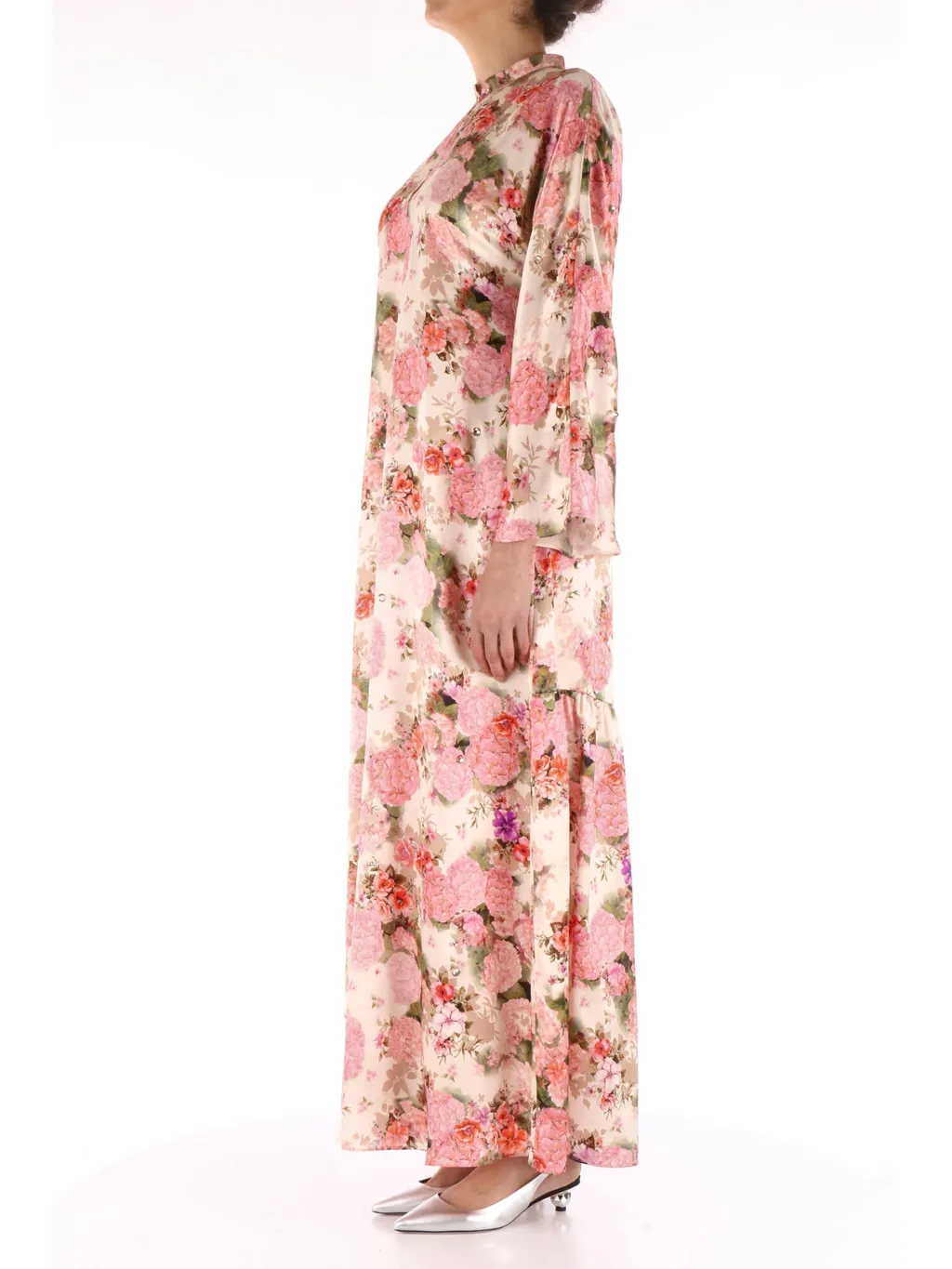 All-Over Floral Printed Long-Sleeved Dress