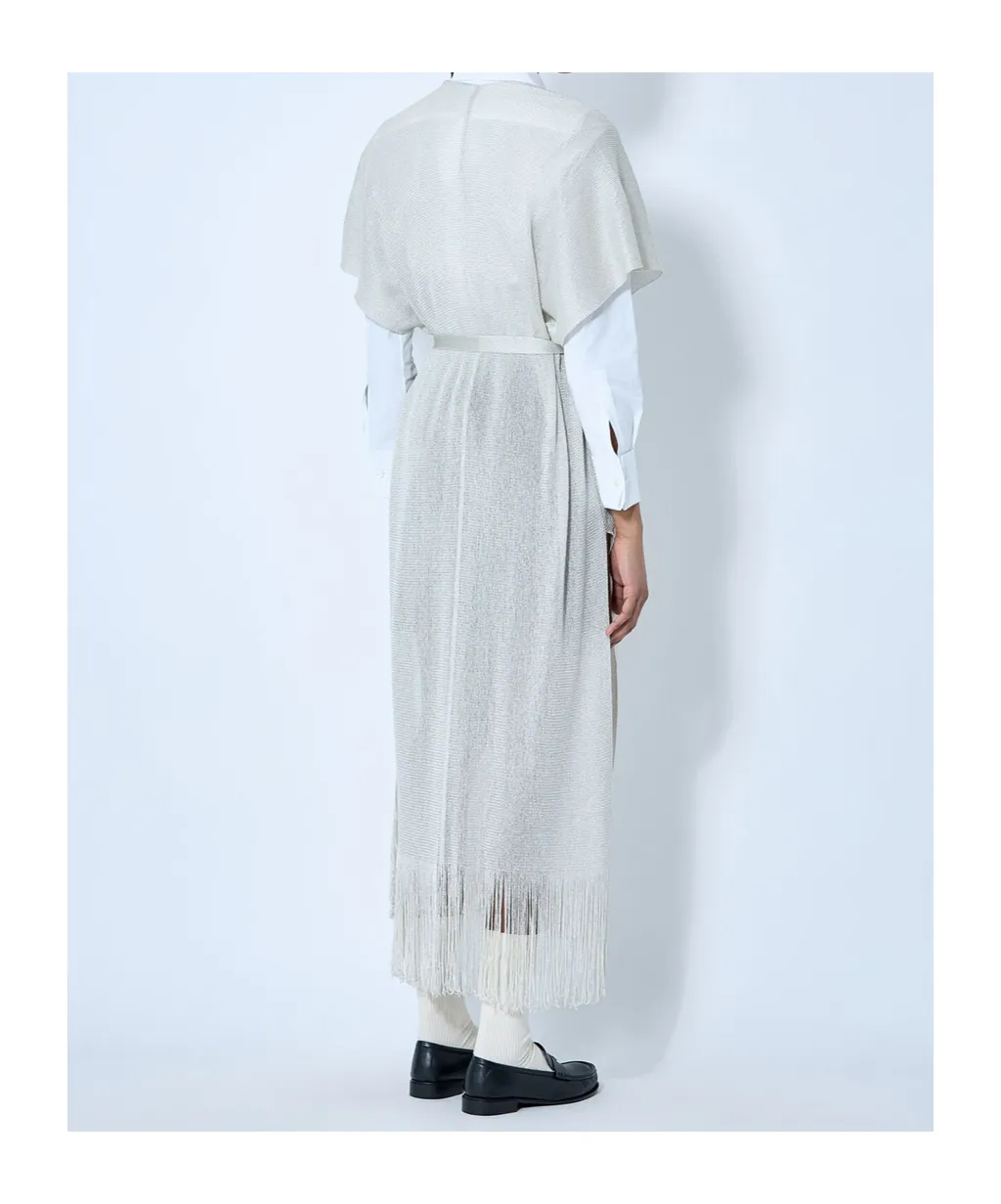 V-Neck Fringed Belted Cardigan