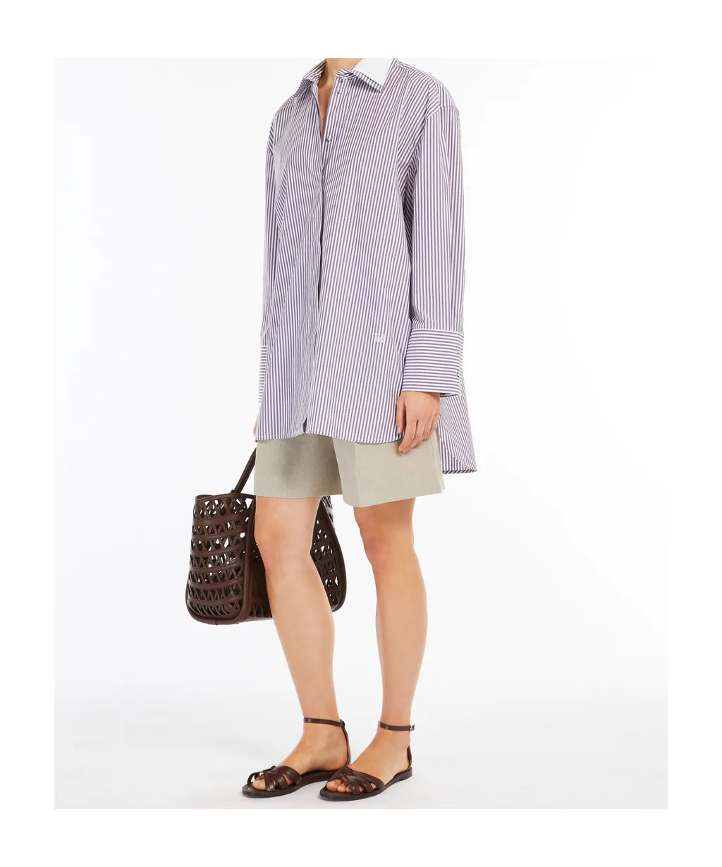 Striped Poplin Oversized Shirt