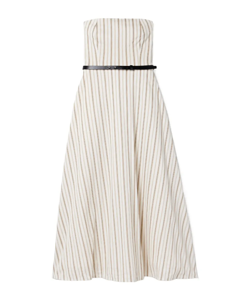 Fervida Striped Strapless Dress