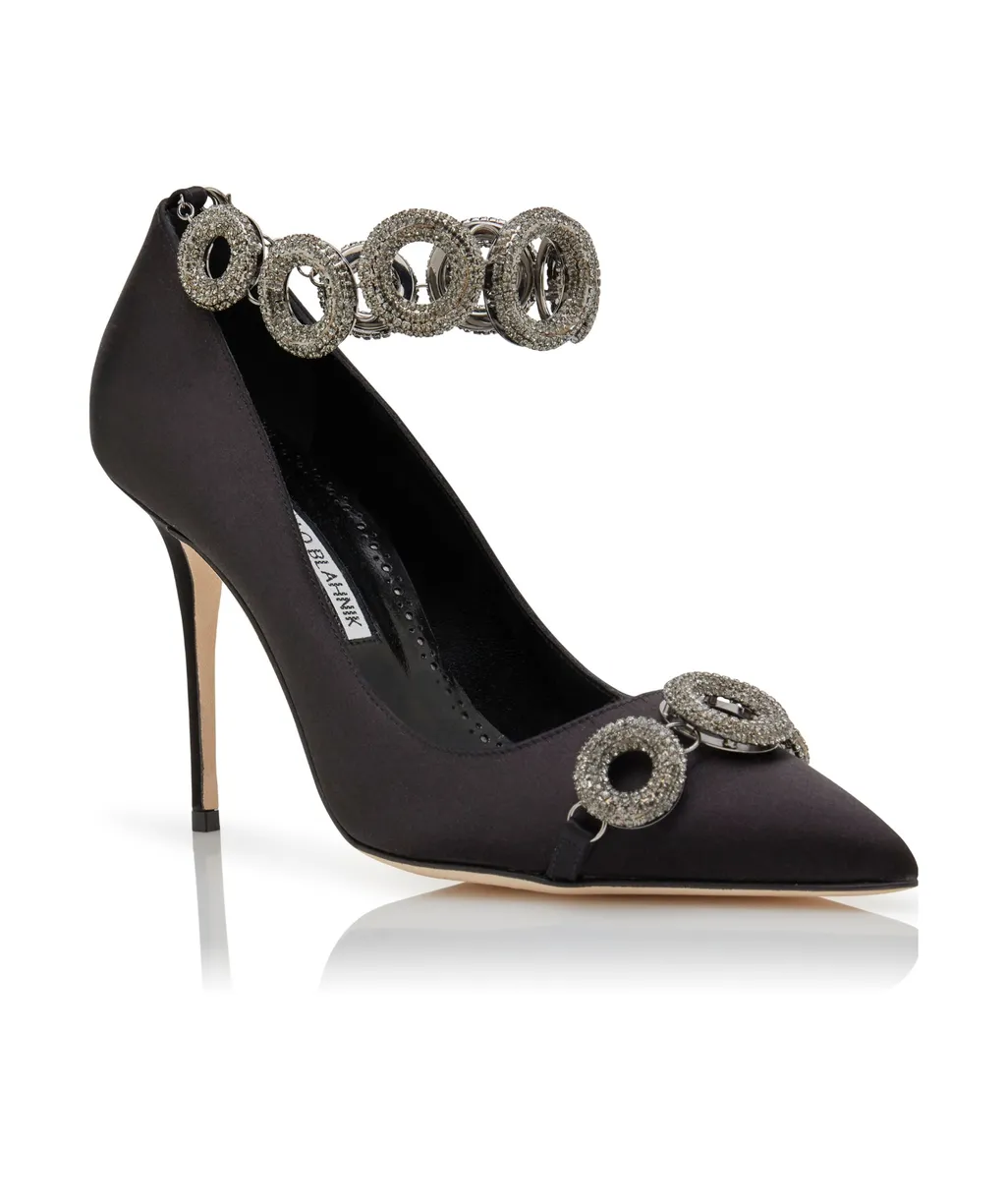 Satin Embellished Pointed Heels