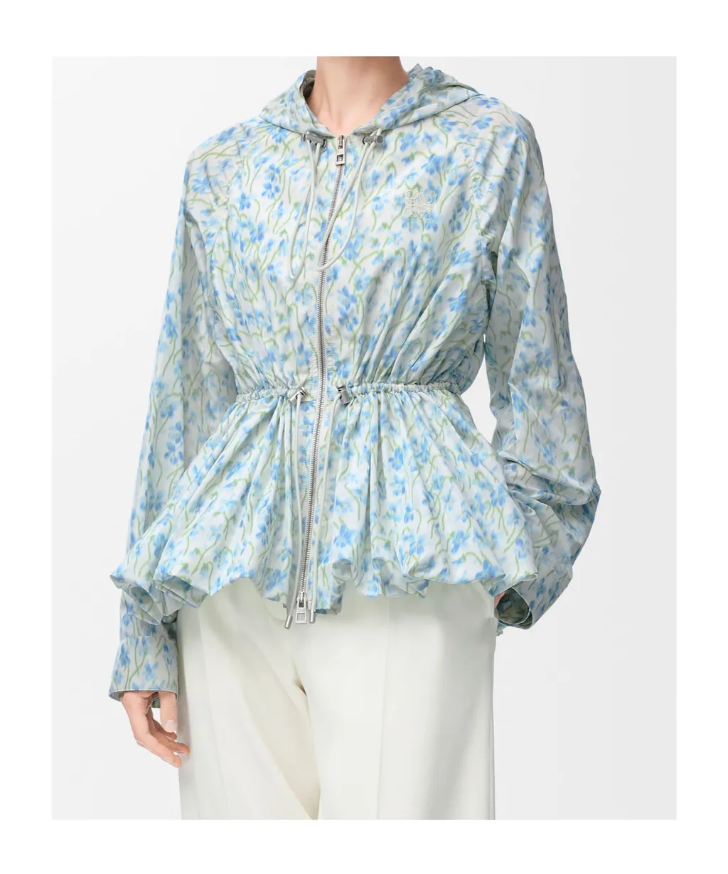 Allover Floral Printed Hooded Jacket