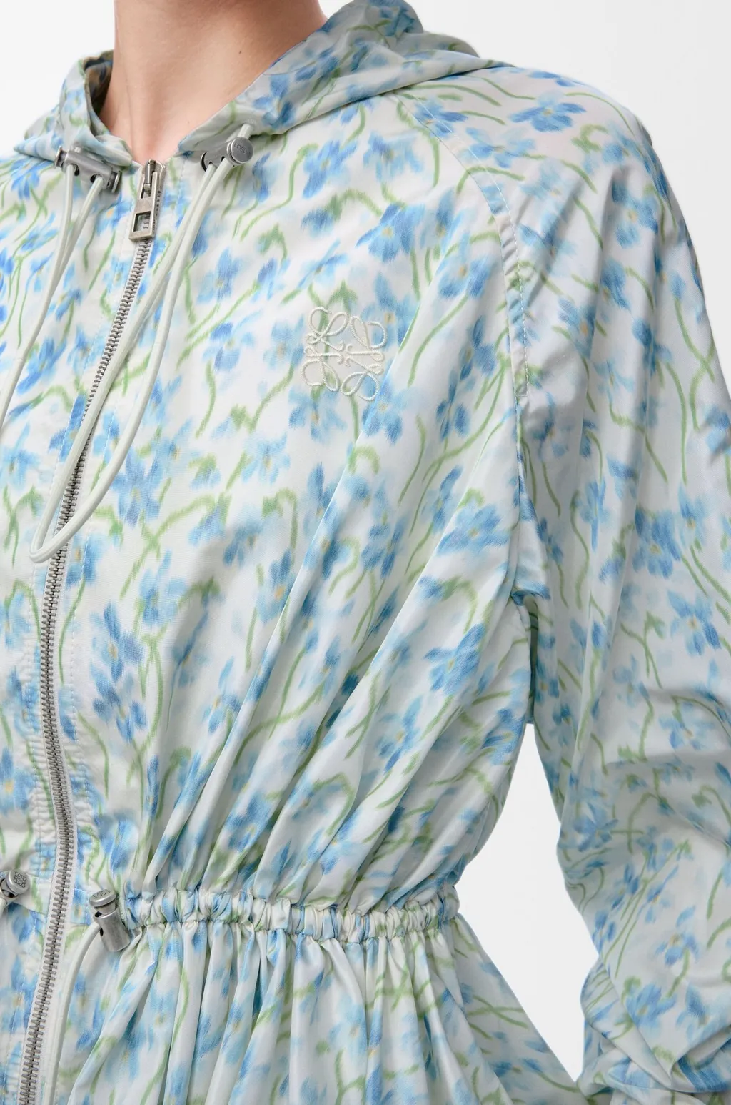 Allover Floral Printed Hooded Jacket