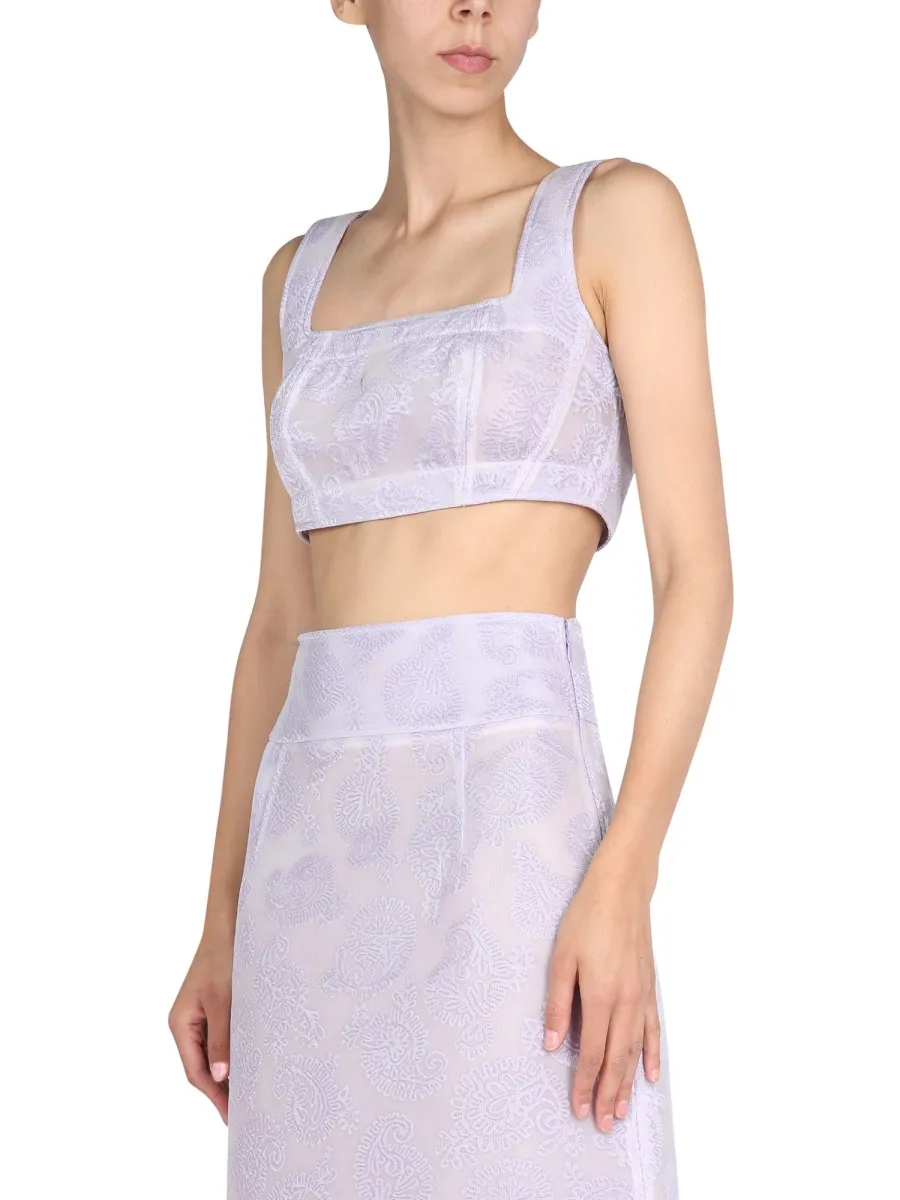 Paisley Print Sleeveless Cropped Top