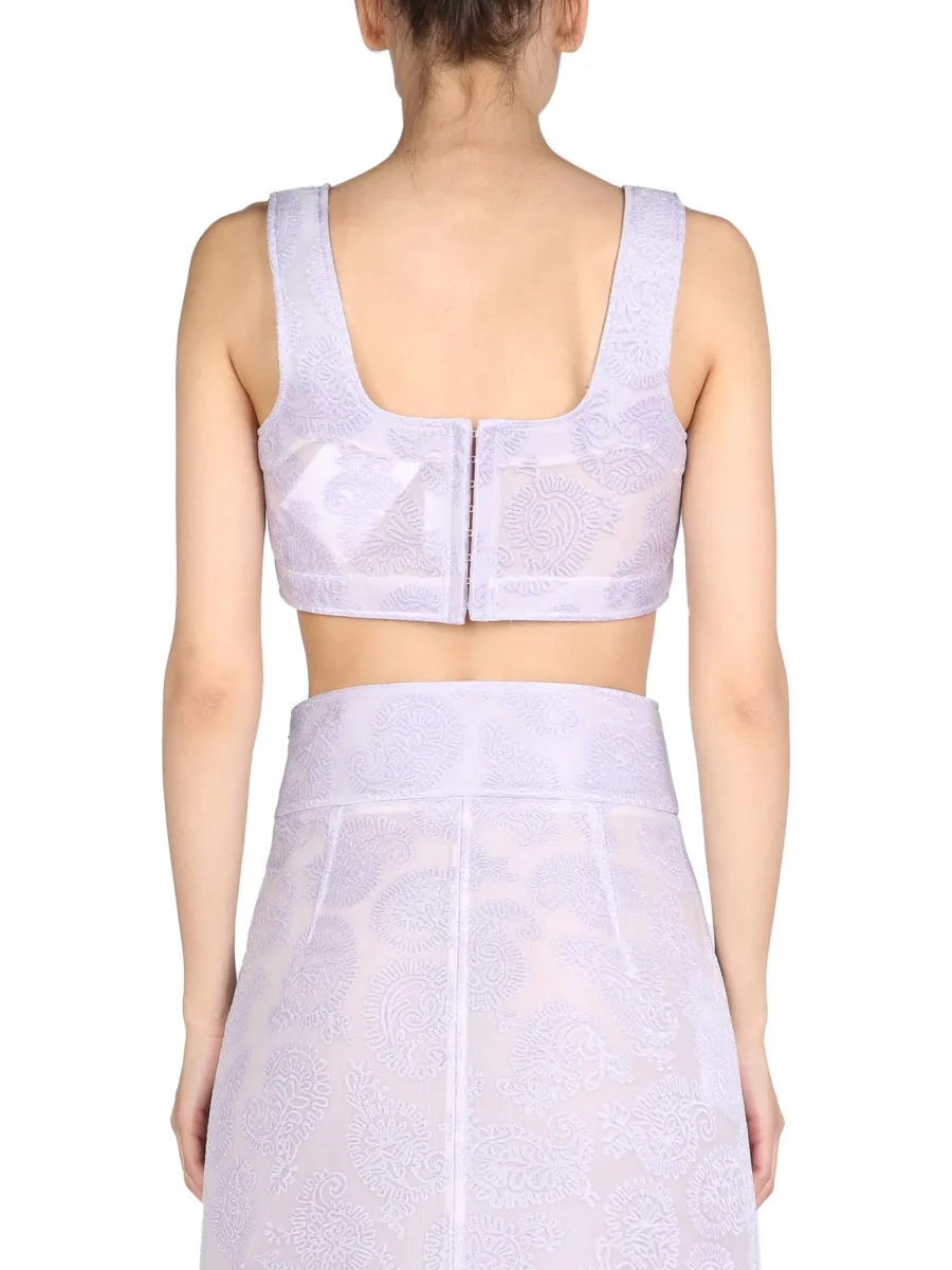 Paisley Print Sleeveless Cropped Top