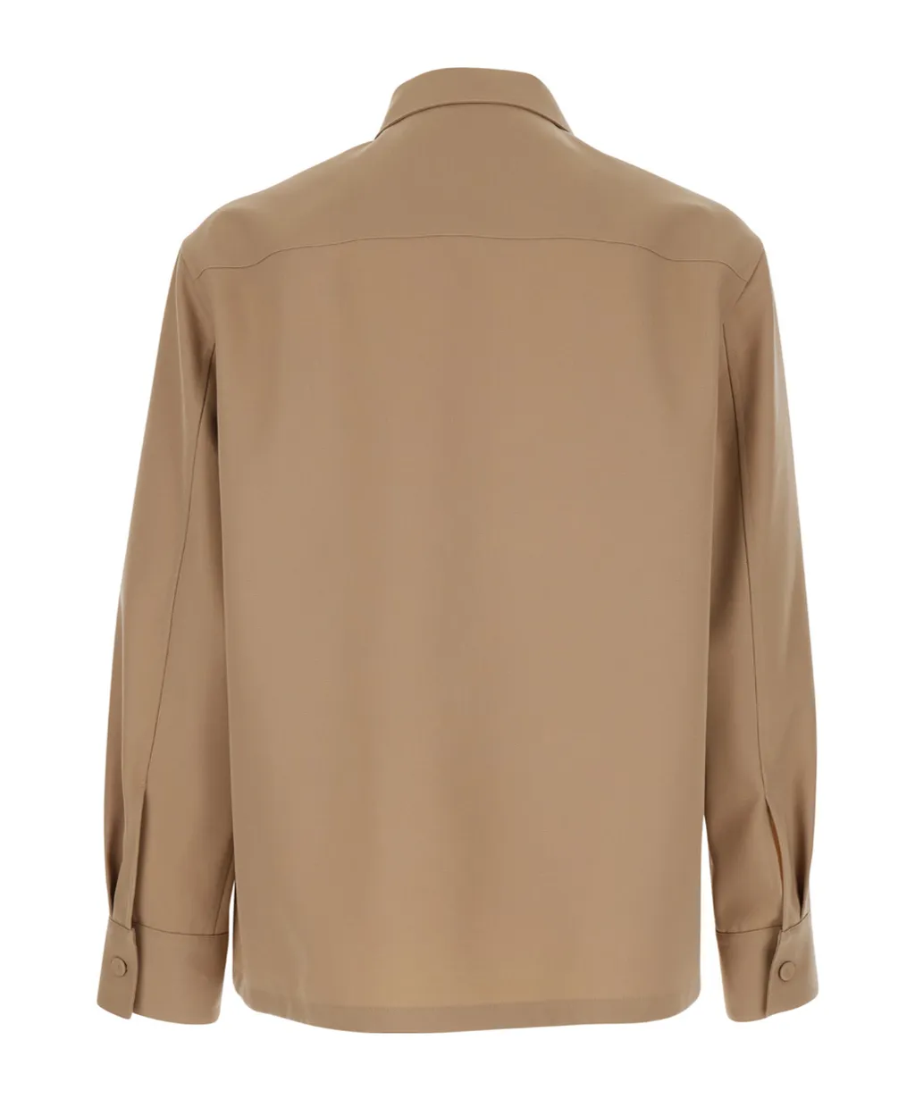 Zip-Up Gabardine Shirt
