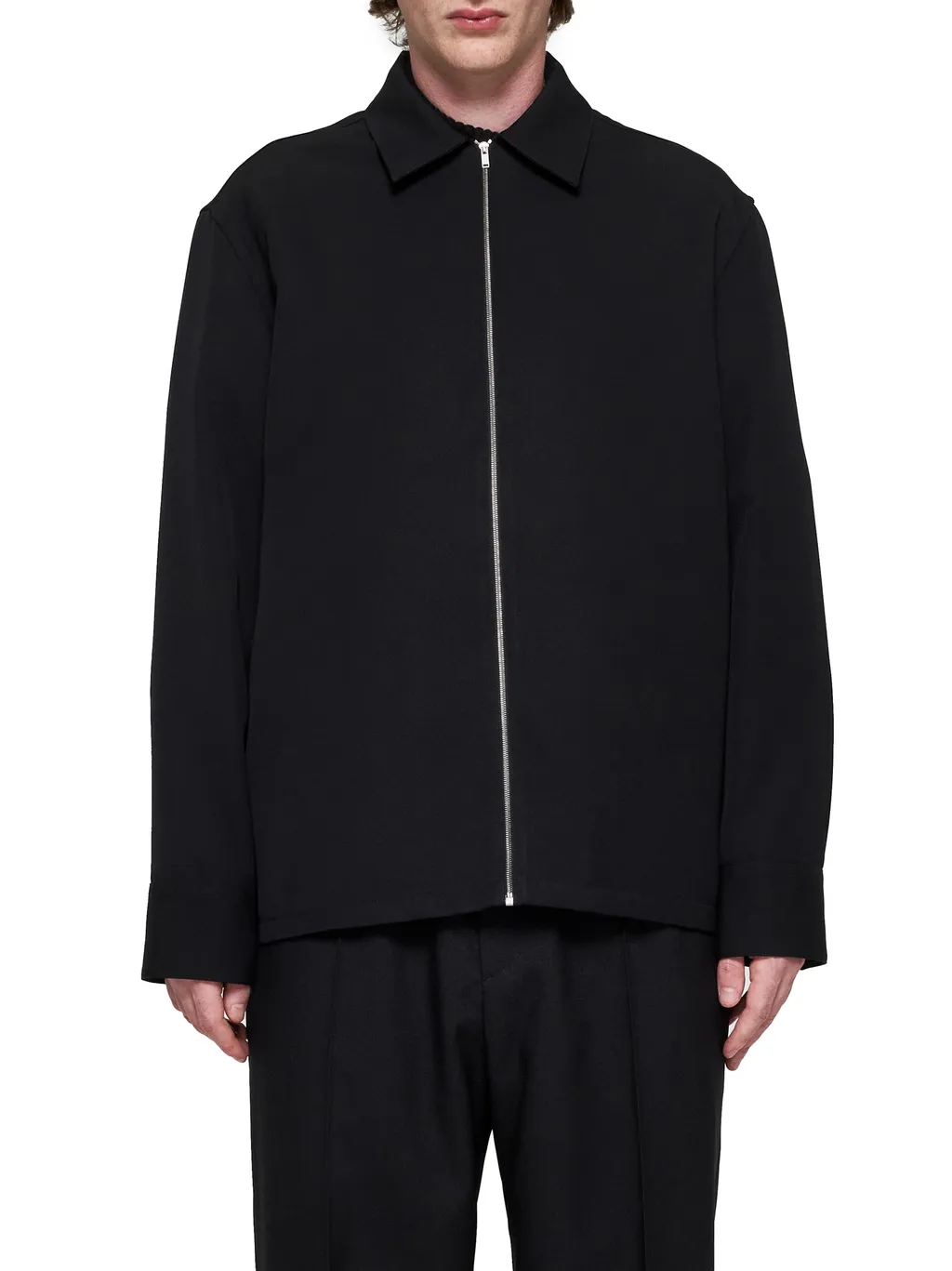 Zip-Up Gabardine Shirt