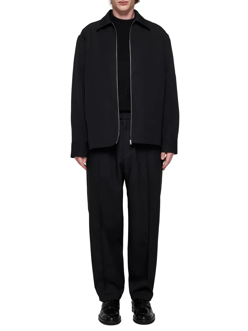 Zip-Up Gabardine Shirt