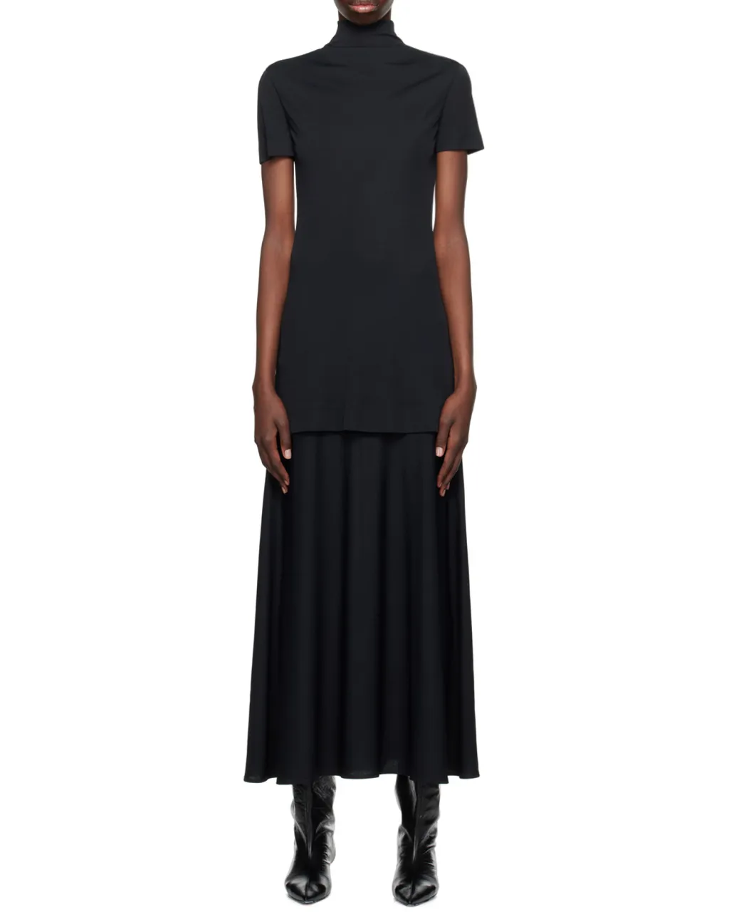 High-Neck Midi Dress