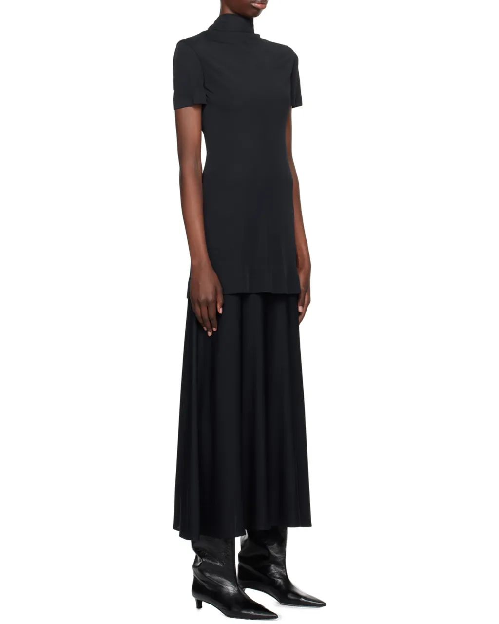 High-Neck Midi Dress