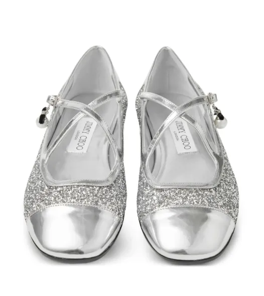 Eleri Glitter-Leather Ballet Flats