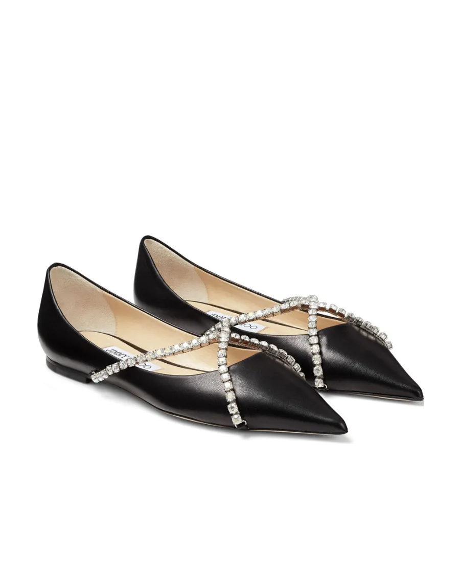 Diamond-Trimmed Button-Down Flats