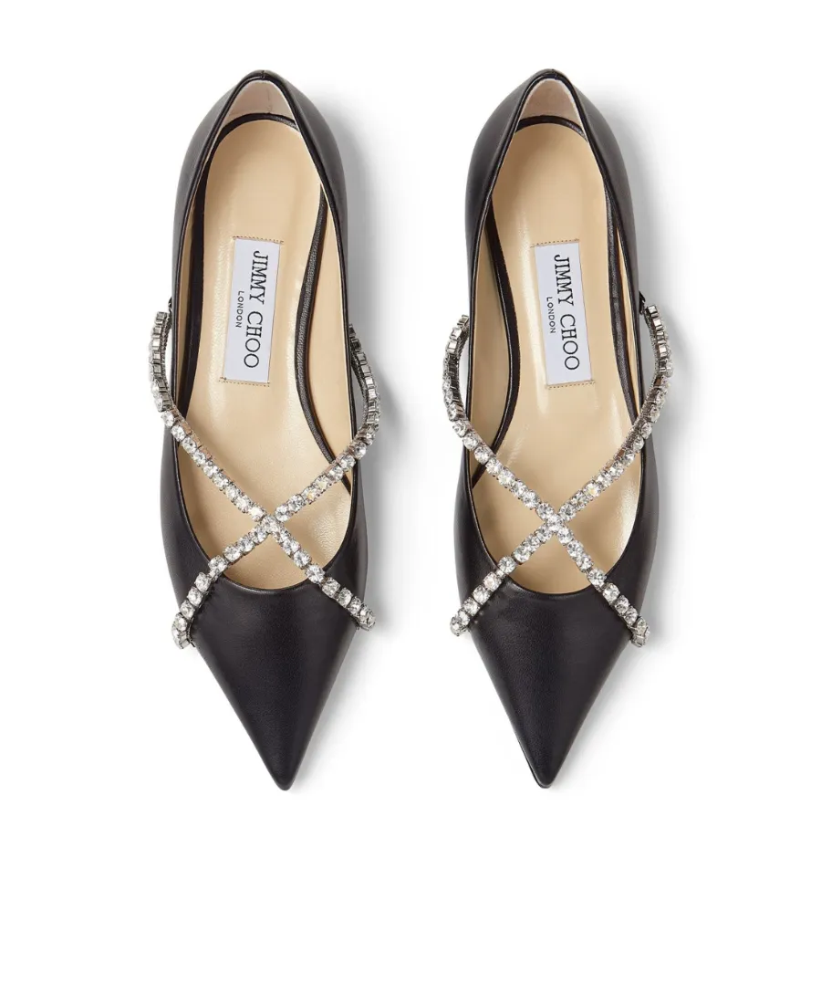 Diamond-Trimmed Button-Down Flats