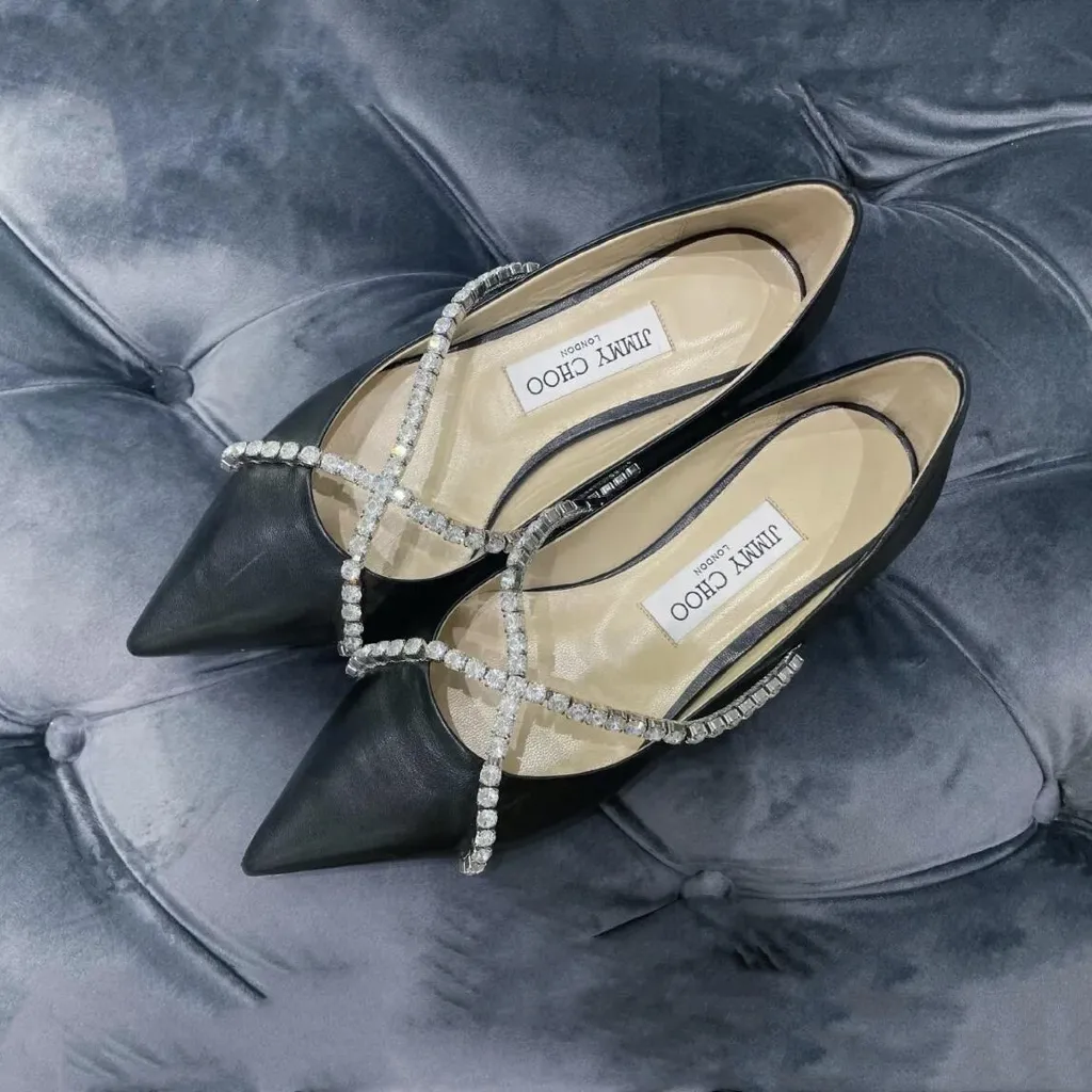 Diamond-Trimmed Button-Down Flats