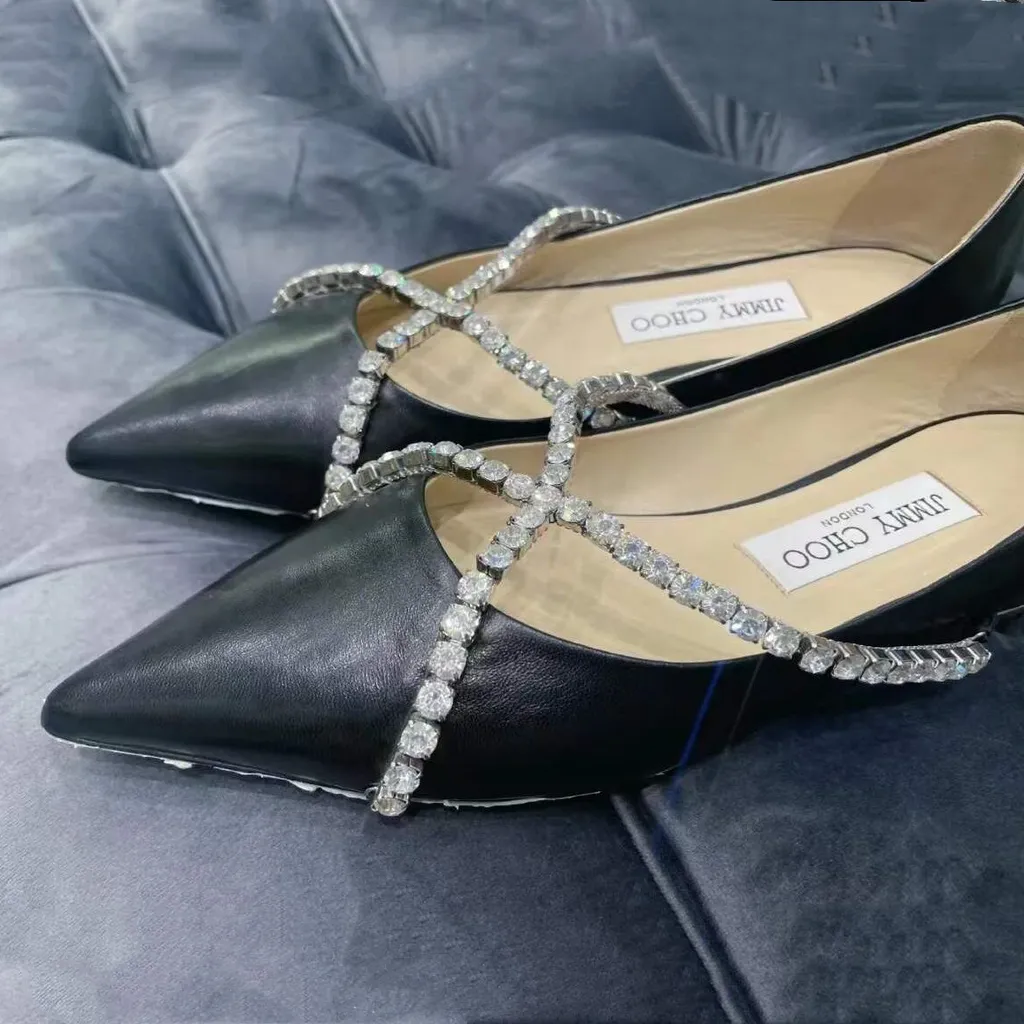 Diamond-Trimmed Button-Down Flats