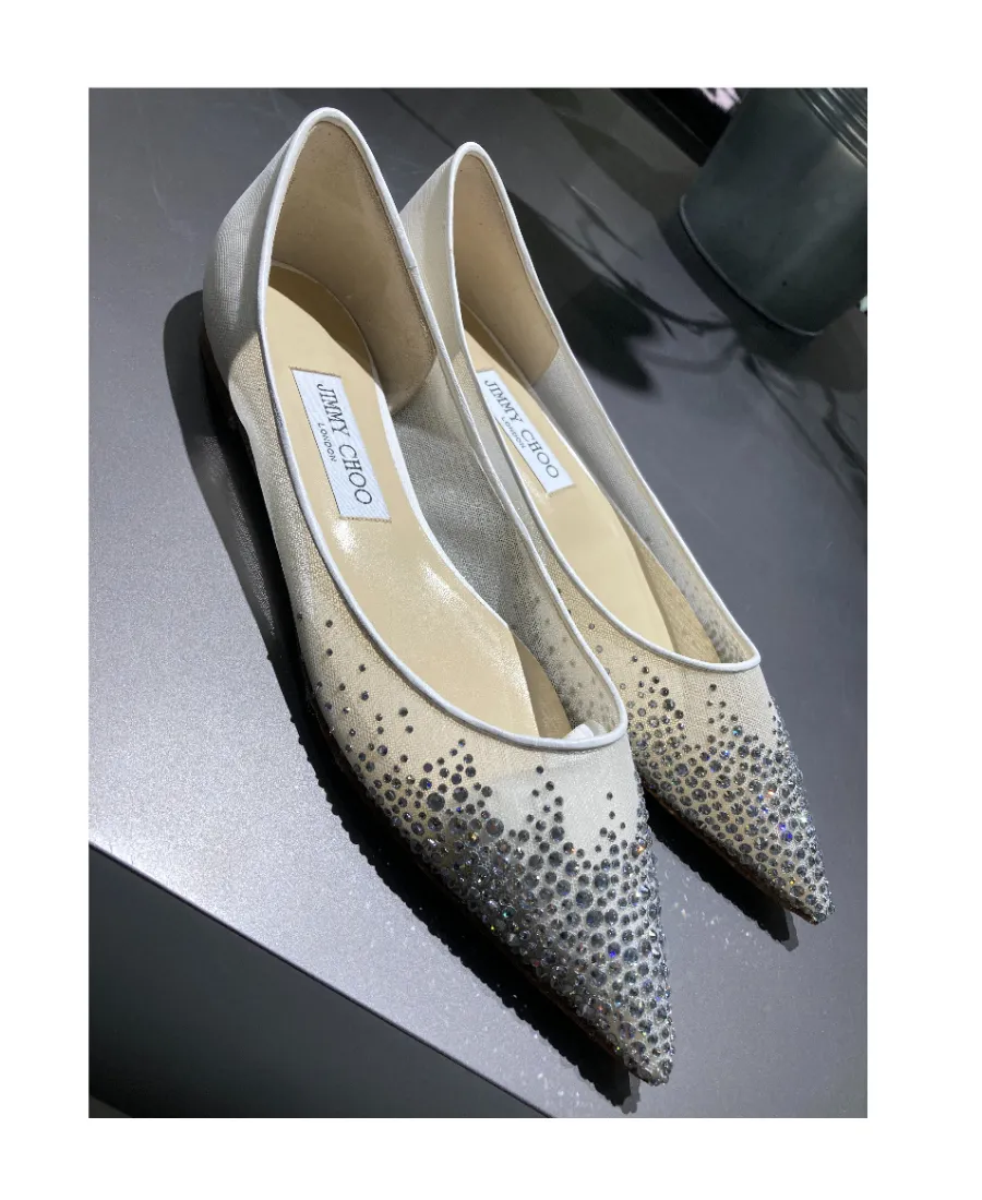 Love Flat Crystal-Embellished Ballerina Shoes