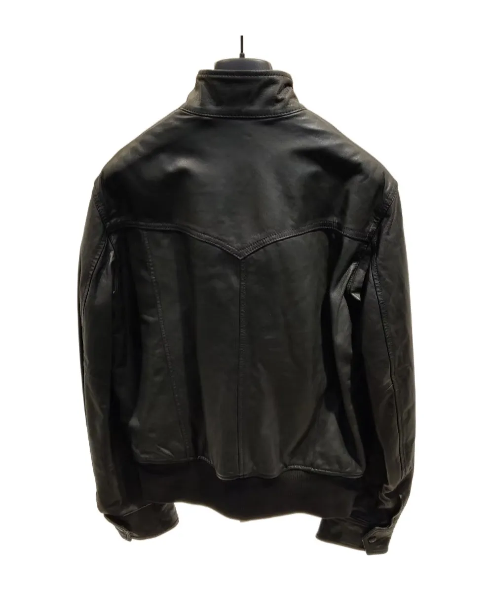 Long-Sleeved Leather Jacket