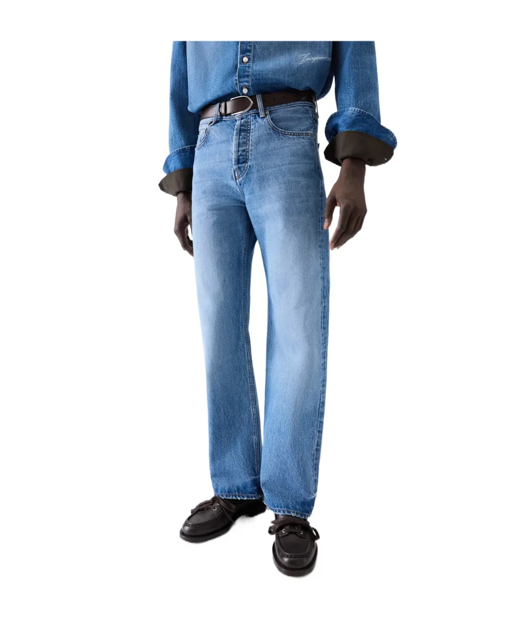 Logo Embroidered Straight-Leg Jeans