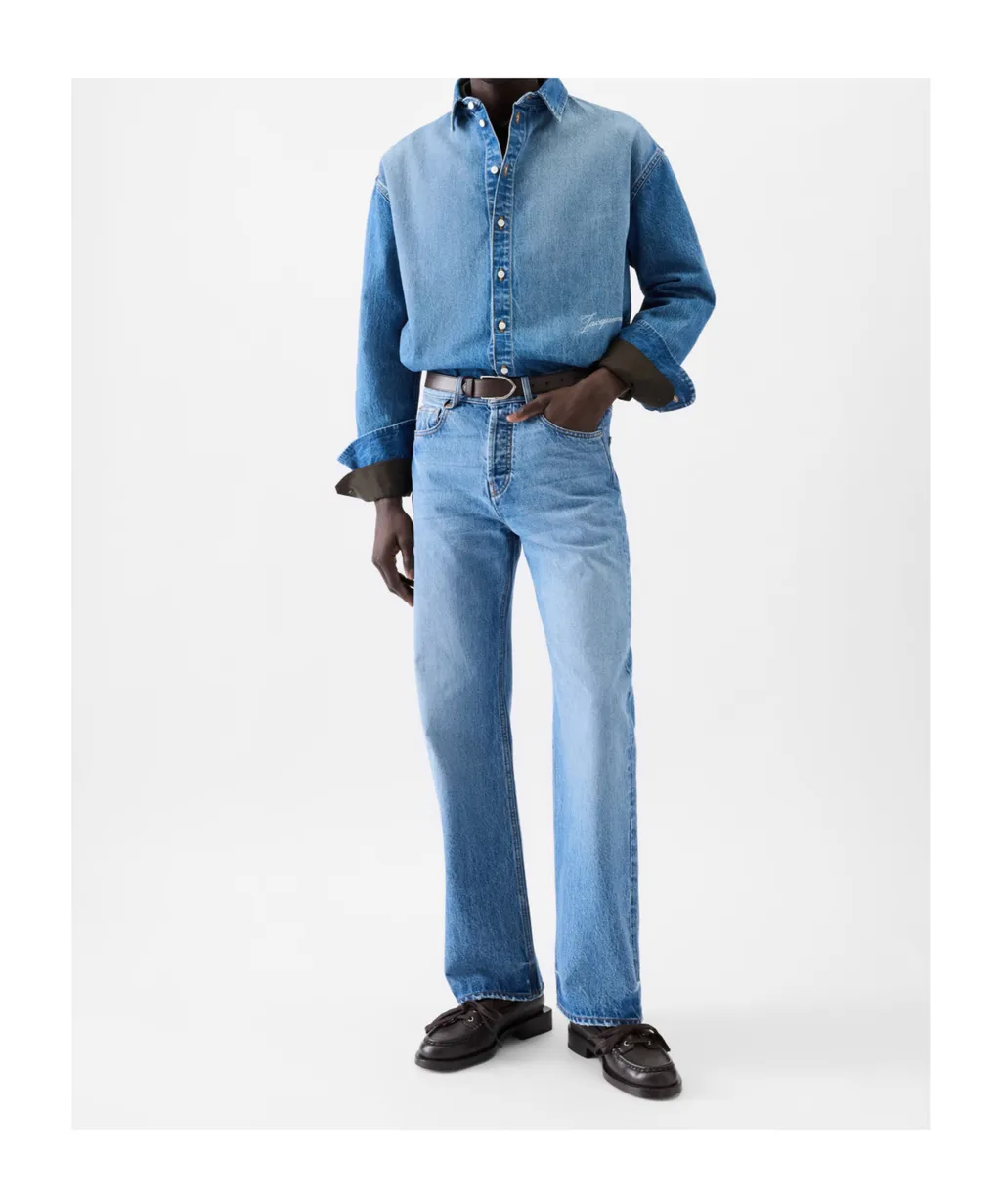 Logo Embroidered Straight-Leg Jeans