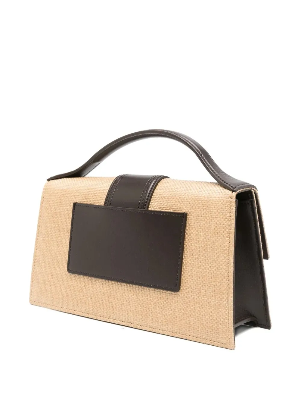 Logo Plaque Woven Top Handle Bag