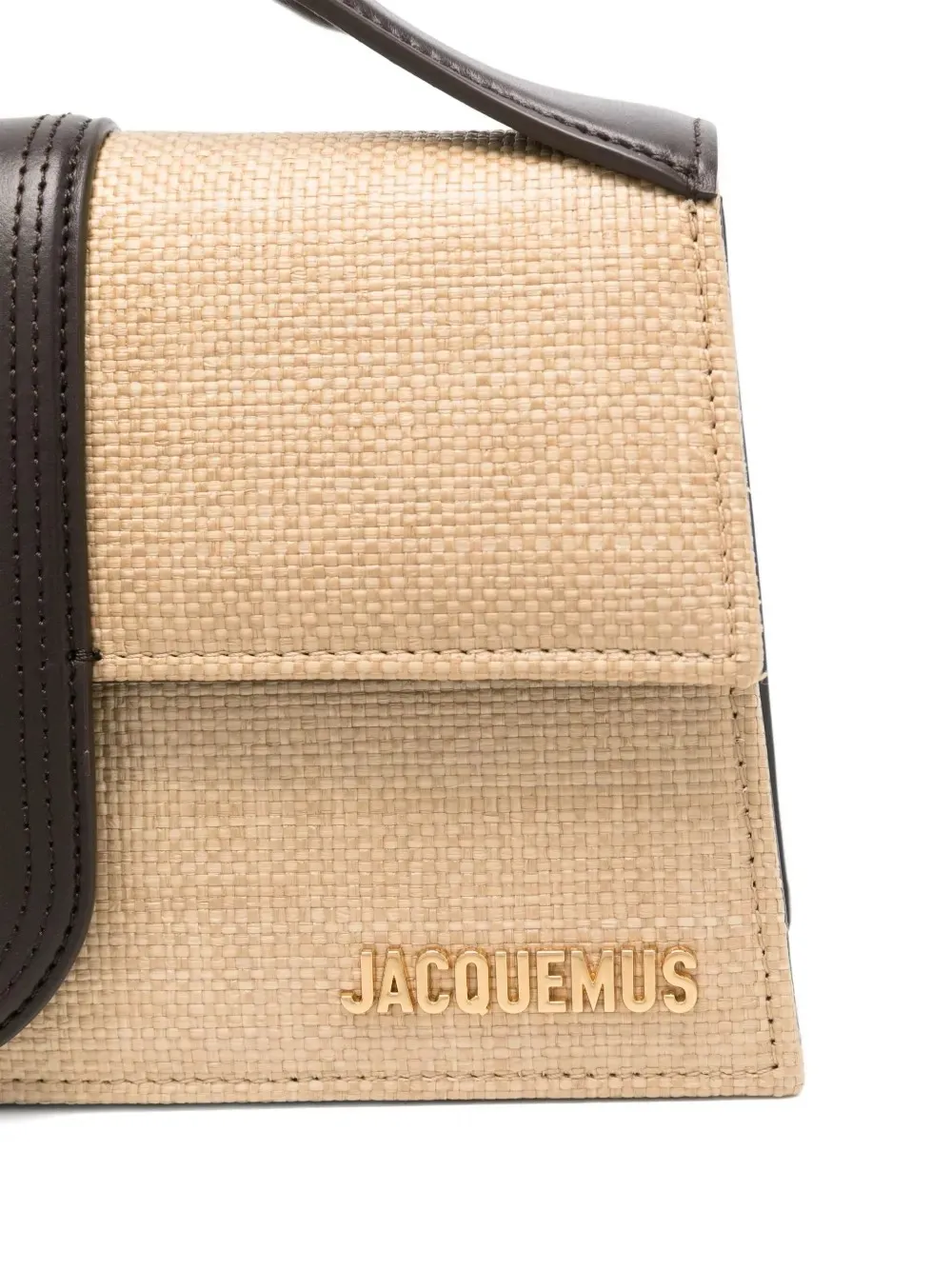 Logo Plaque Woven Top Handle Bag