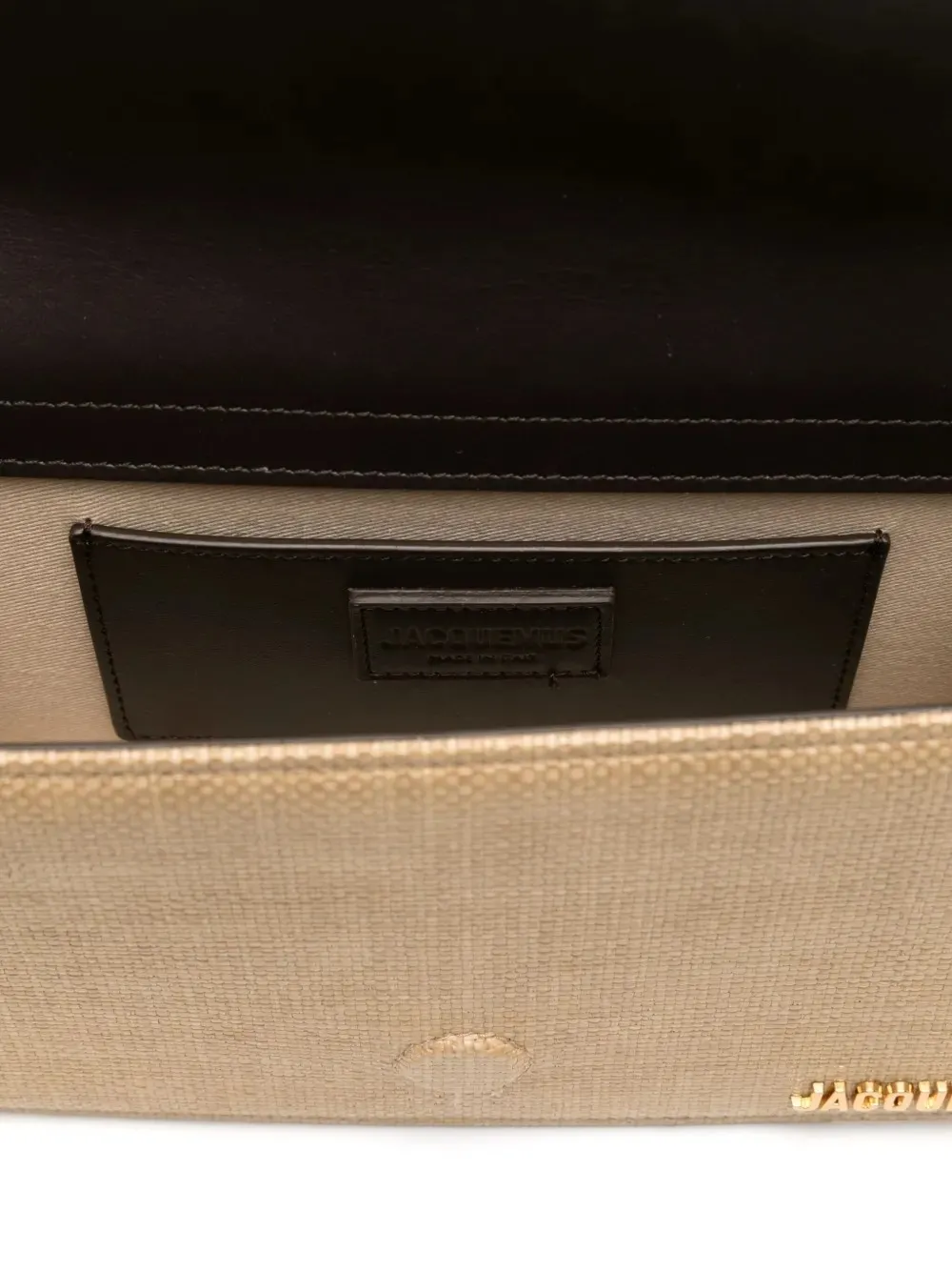 Logo Plaque Woven Top Handle Bag