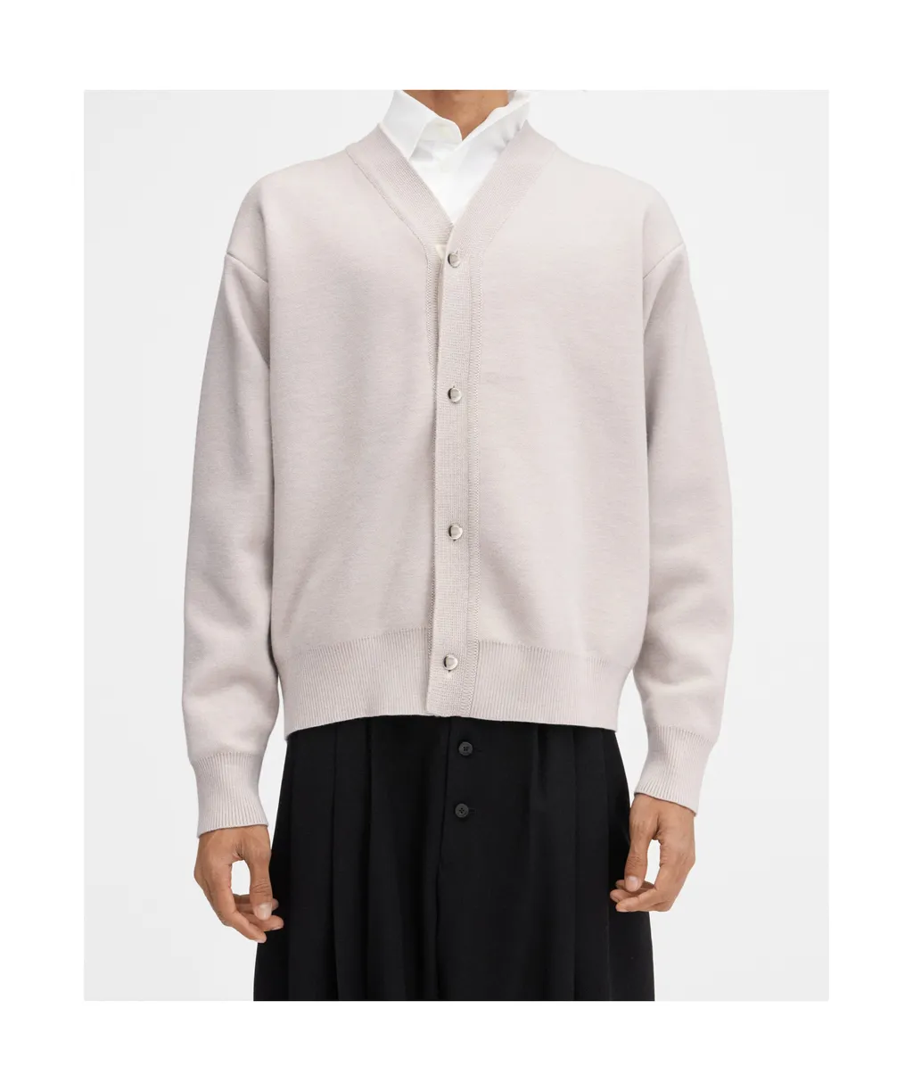 Long-Sleeved Wool Cardigan