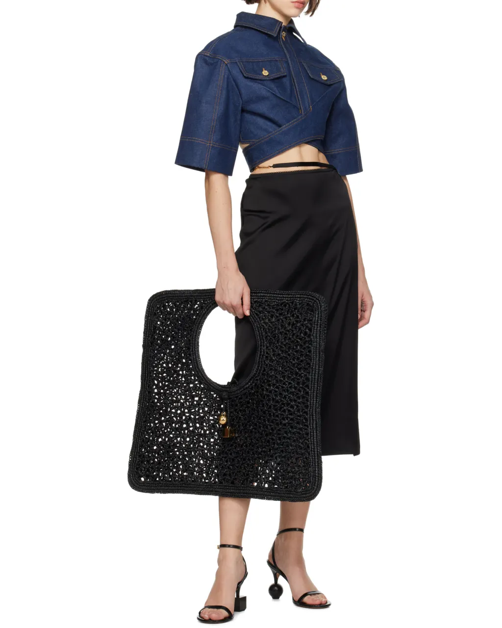 Tonal Stitched Denim Top