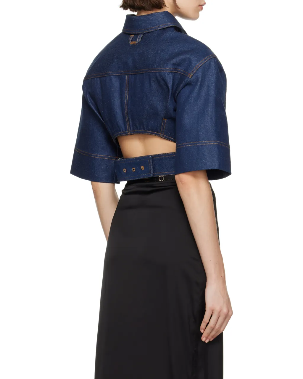 Tonal Stitched Denim Top